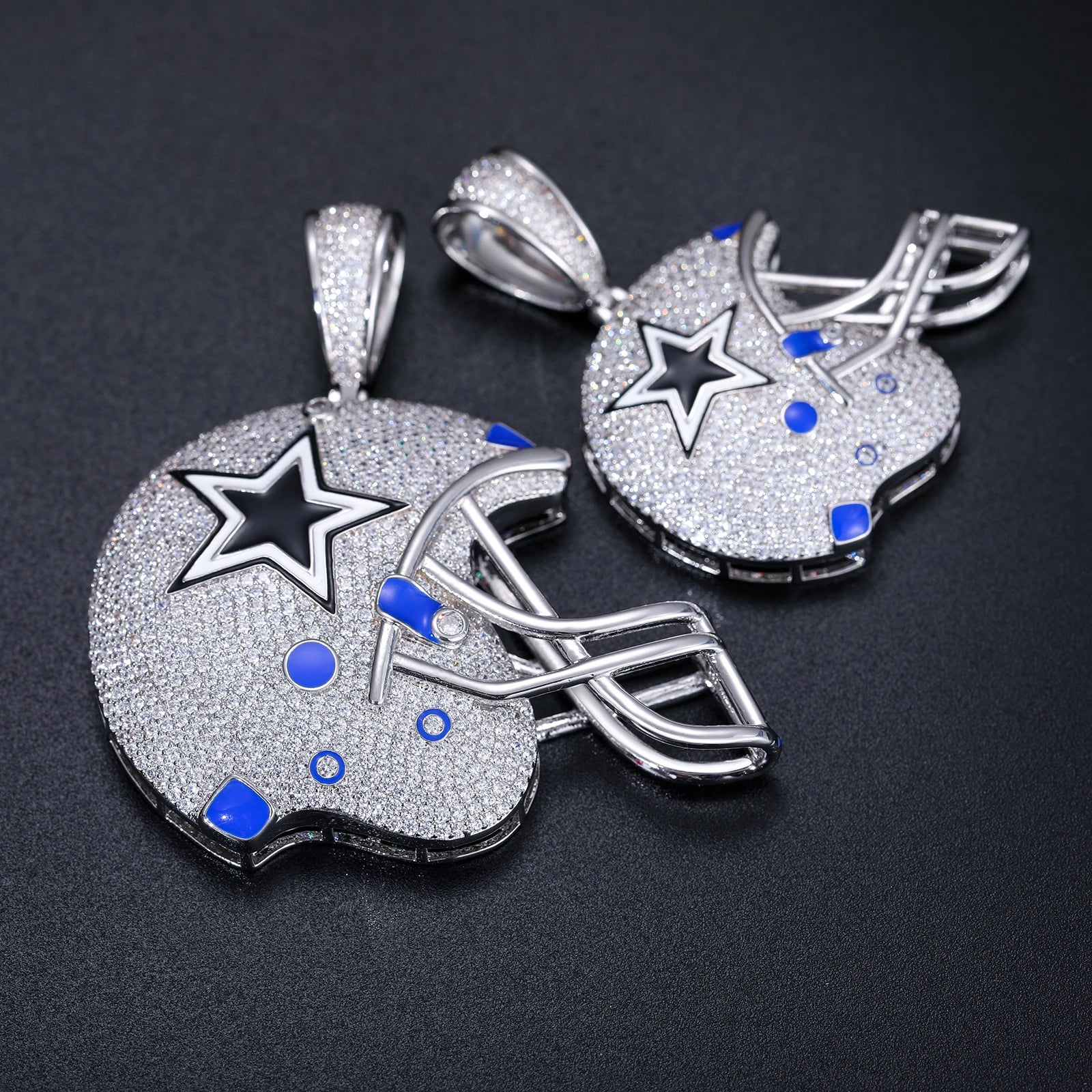 Americas Team II | S925 Moissanite Diamond 925 Solid Silver Hip Hop Helmet Pendant