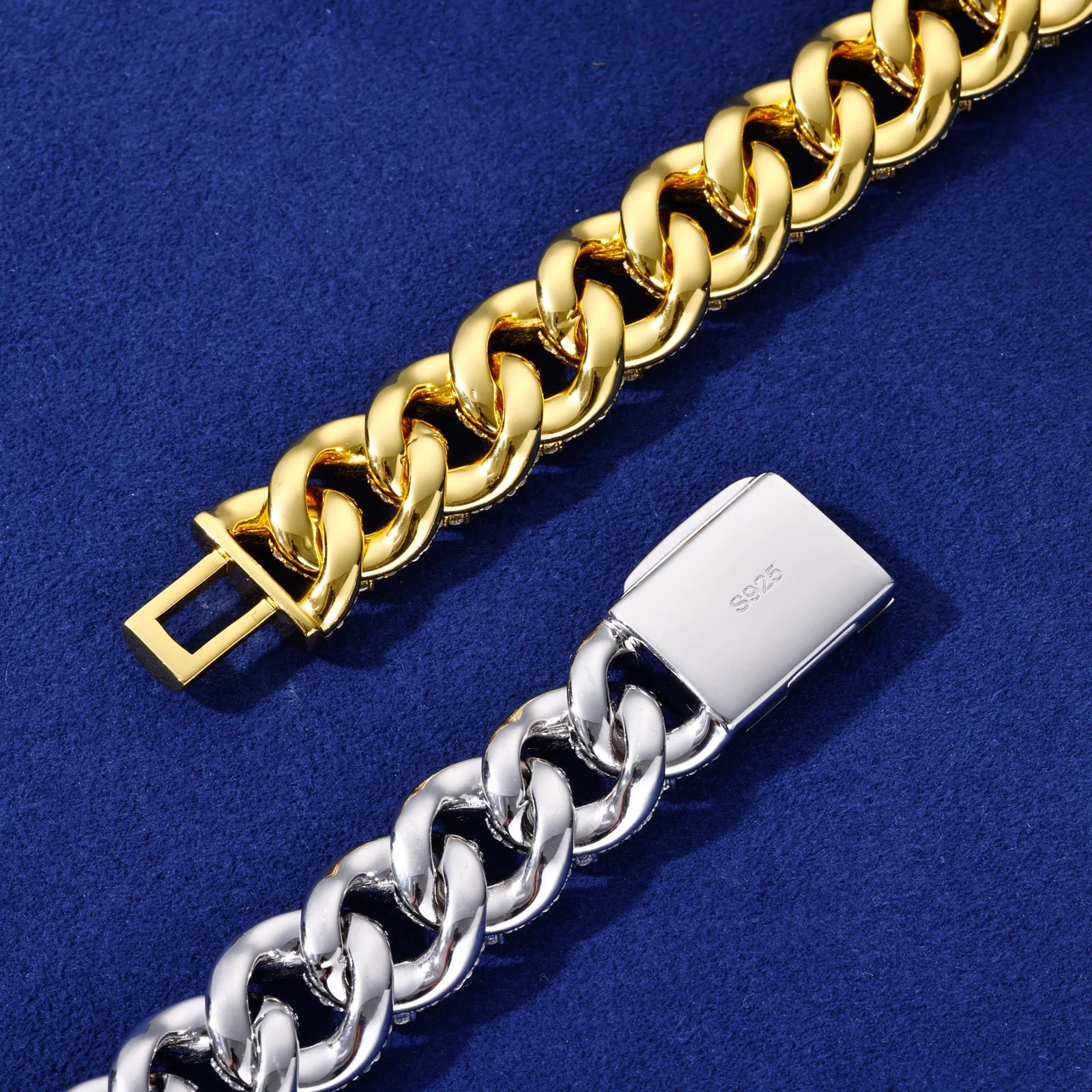 Cuban Delight | 15mm Luxury Embeded Cross Link  S925 Sterling Silver Moissanite Bracelet
