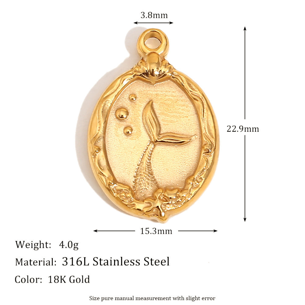 18k Gold Waterproof DIY Retro Style Moon Star Agate Stone Heart Pendant Necklace Bracelet