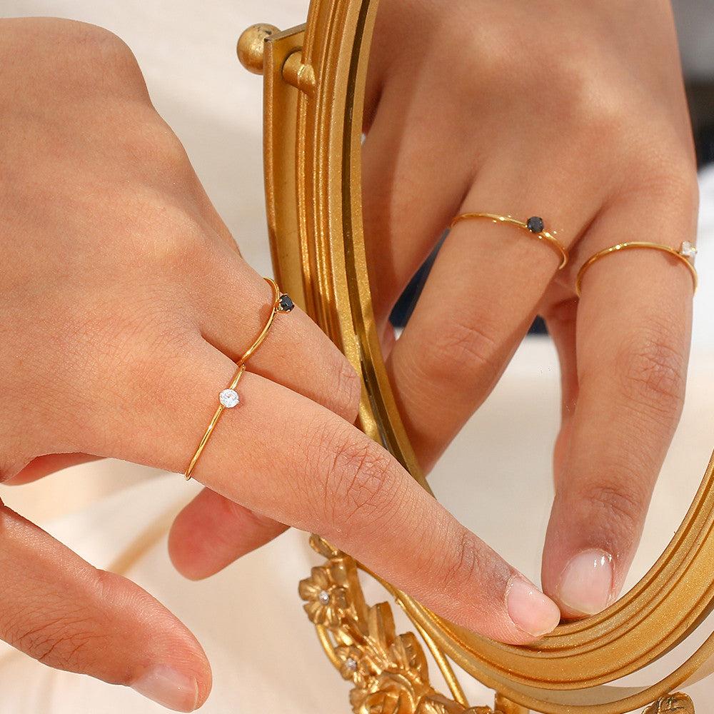 Women's Solid Stainless Steel Waterproof 18k Gold Fashion Rings