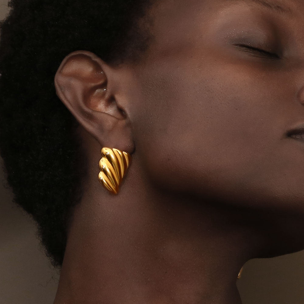 Ladies Artistic Design 18k Gold Waterproof Stainless Steel Tarnish Free Earrings