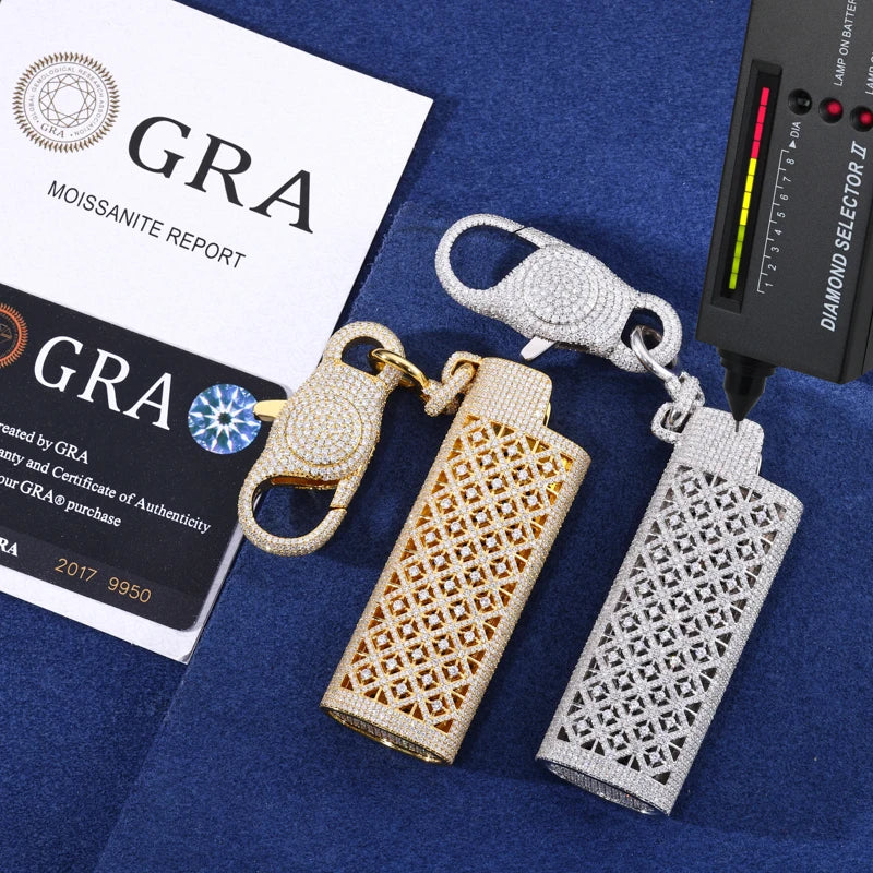 Hot Ice | Iced Blinged Out Lighter Cover VVS1 Moissanite Diamond 925 Silver Wallet Chain