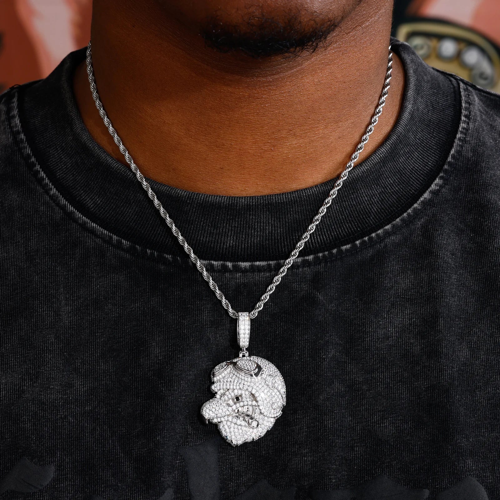 War Eagle | 925 Sterling Silver Moissanite Eagle Fighter Pilot Smoking Cigar Hip Hop Pendant