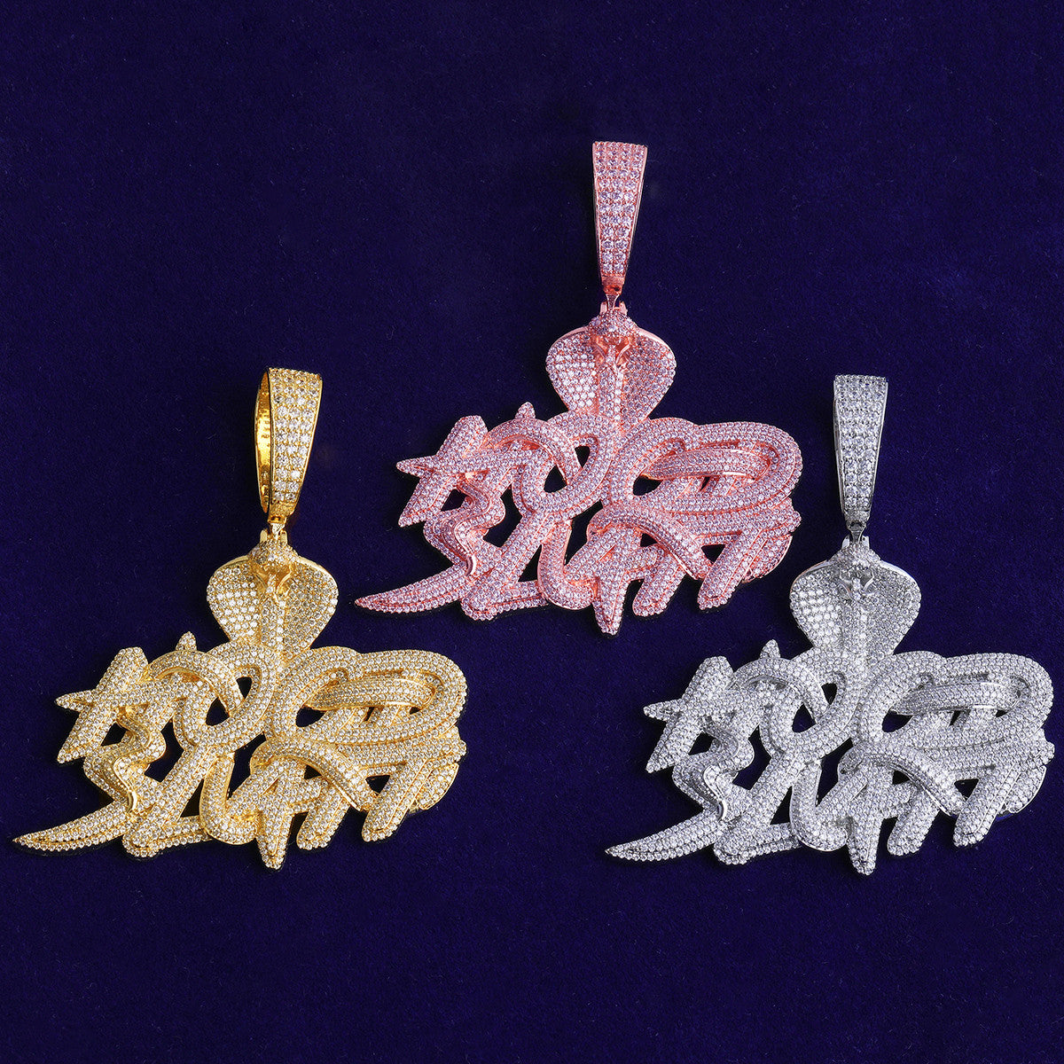 Hood Slatt | VVS Diamond CZ King Cobra Snake Hip Hop 24k 925 Silver Rose Gold Pendant