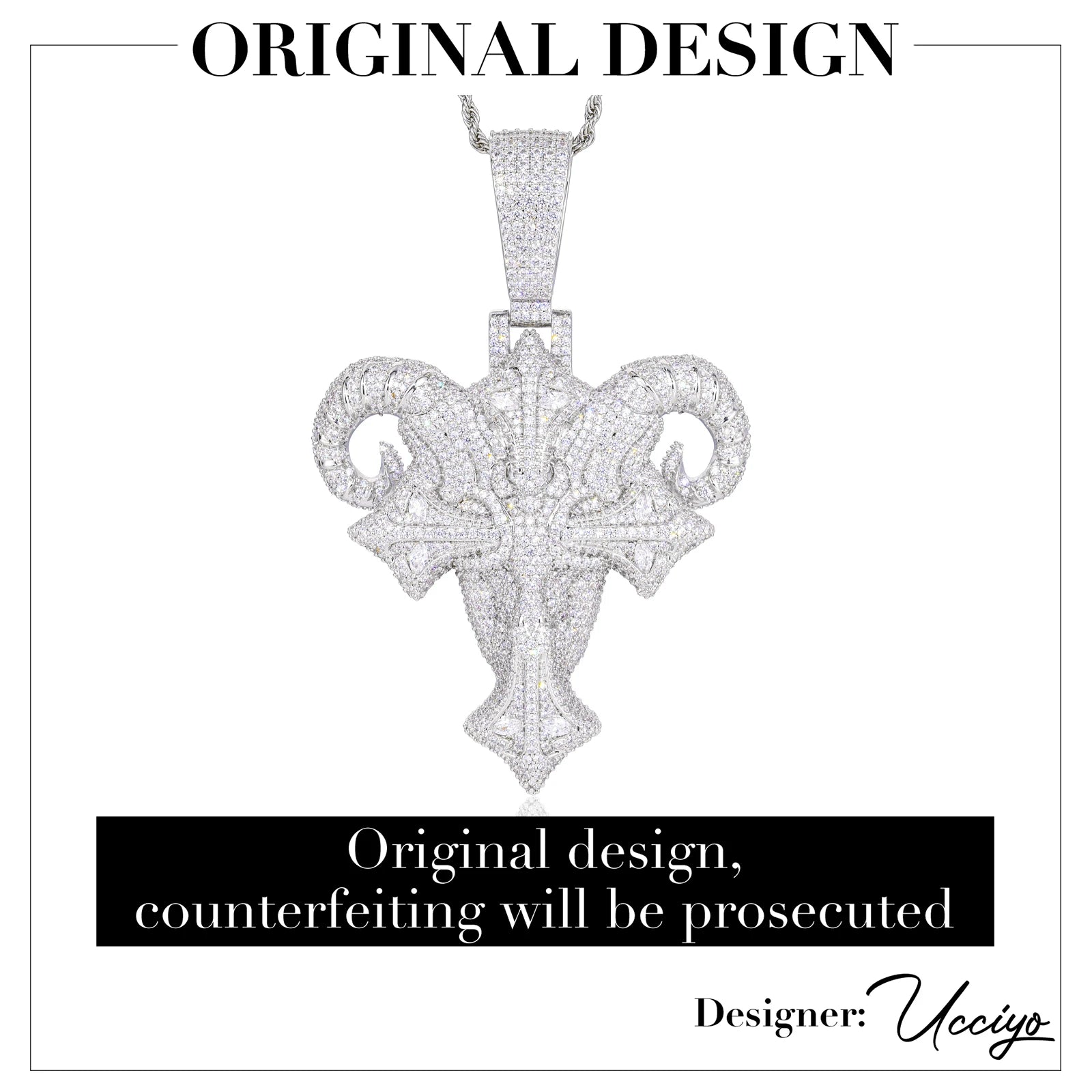 Demon Goat | Iced Bling Out Moissanite Diamond Demon Goat Cross Hip Hop Pendant