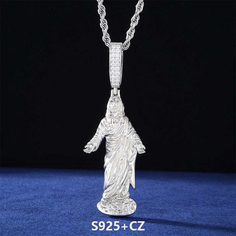 Thou Art Jesus | Hip Hop 18K Gold 925 Sterling Silver Moissanite Diamond Jesus Piece Pendant Chain