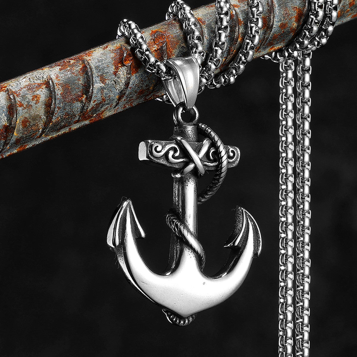 Pirate Anchor | Solid Stainless Steel Nautical Cross Anchor Pendant Chain Necklace