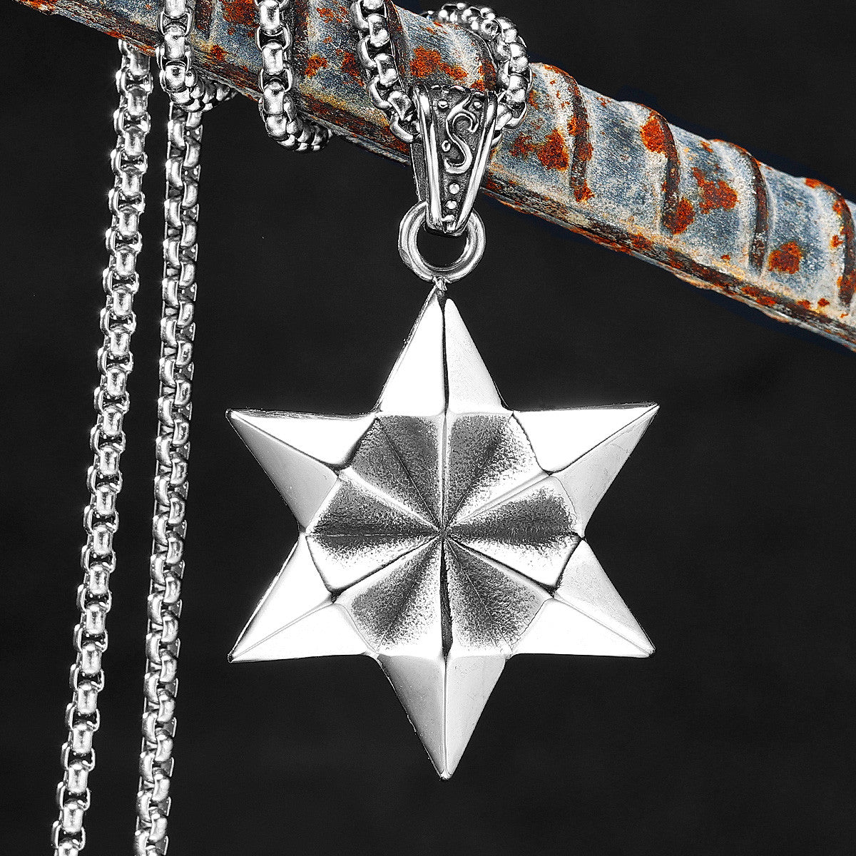 Judaism Six-pointed Star No Fade Stainless Steel Hexagram Spiritual Peace Pendant