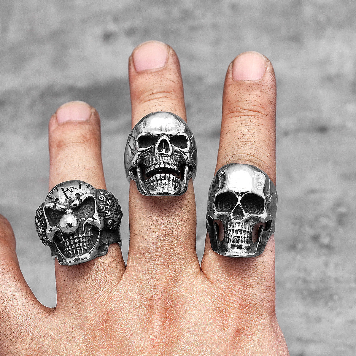 Mens 316L Stainless Steel Dominant Man Skull Street Wear Rings