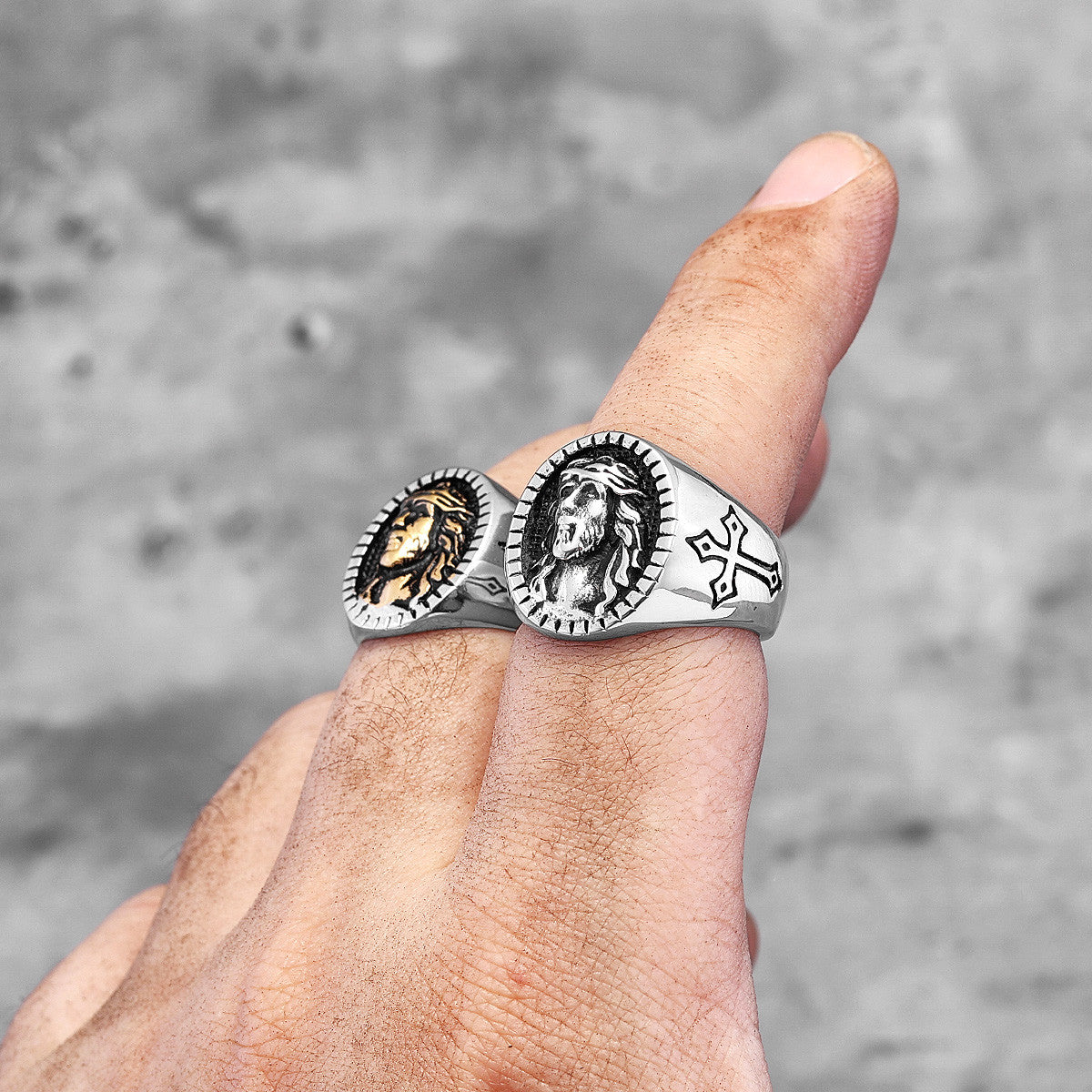 The Holy One | 14k Gold Accent God Jesus Face Spiritual Street Wear Rings
