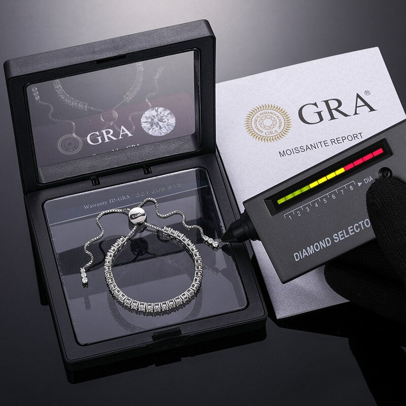 Genuine VVS Diamond Prong Set Adjustable Iced Blinged Out Solid Silver Tennis Bracelet