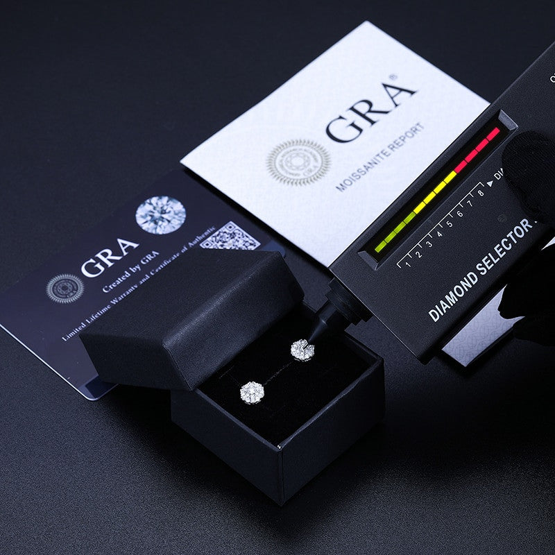 Solid .925 Sterling Silver VVS Diamond Screw Back Hip Hop Iced Earrings