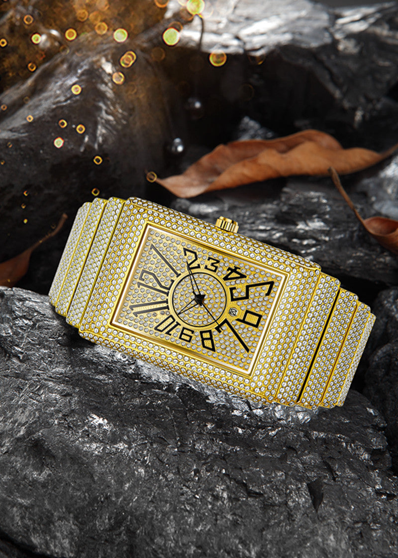 Time Is Now | Iced Blinged Out Square Bezel VVS Diamond CZ Hip Hip Watch