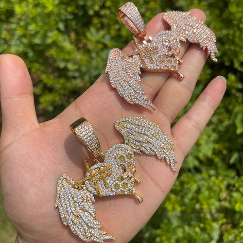 The SweetHeart | VVS Diamond CZ Honey Bee Drip Winged Heart Designer Necklace