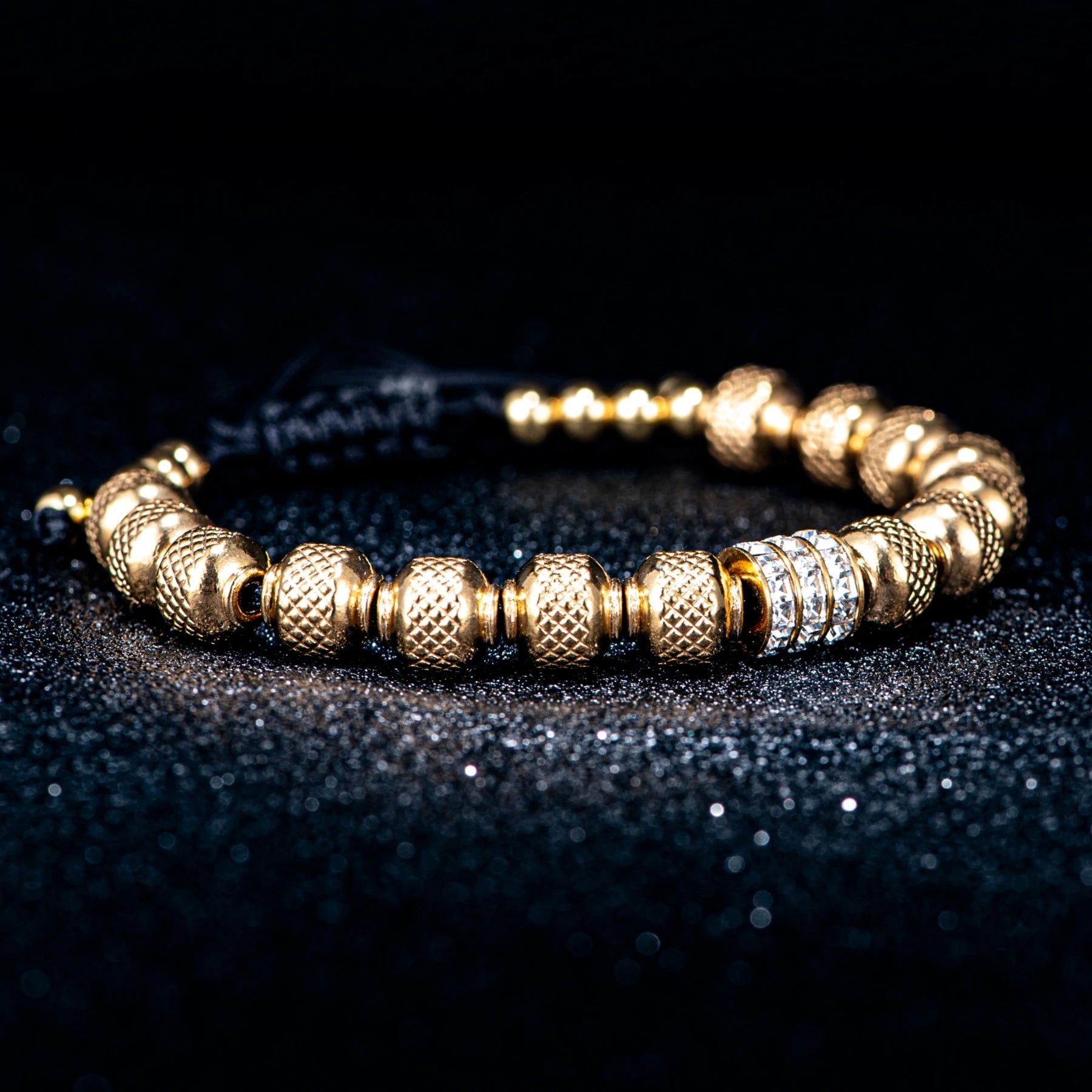 Men's Iced Blinged Out Luxury 8MM Stainless Steel Round Bead Adjustable Bracelet