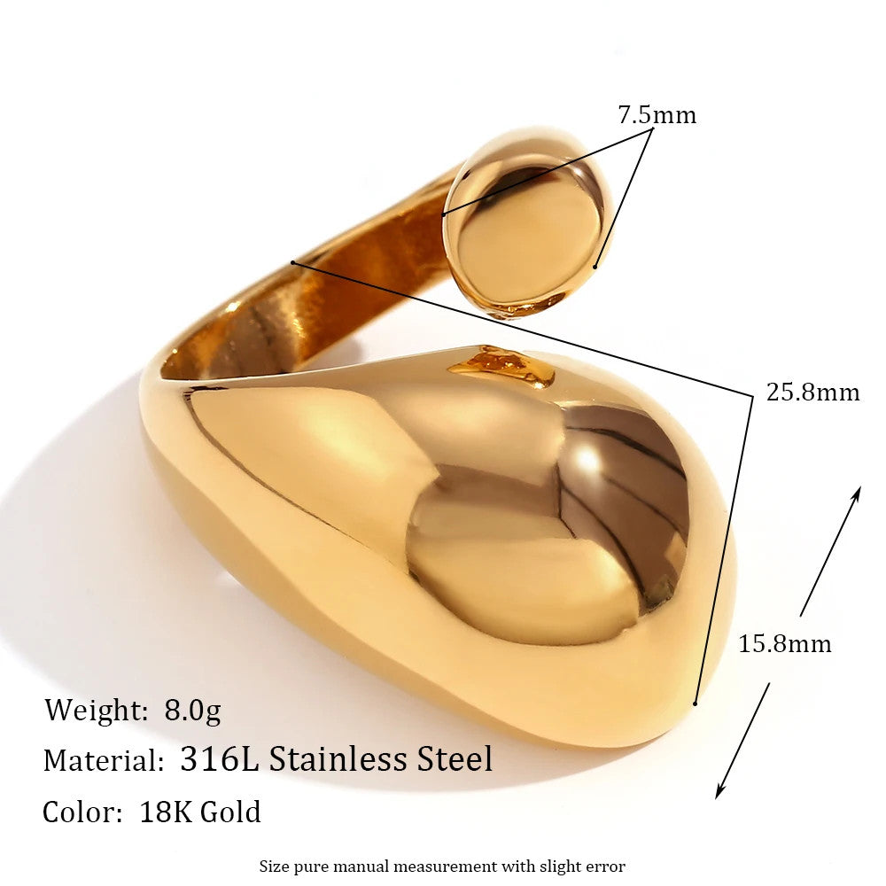 18k Gold Over Stainless Steel Princess Tear Drops Waterproof Necklace Earrings Jewelry Set