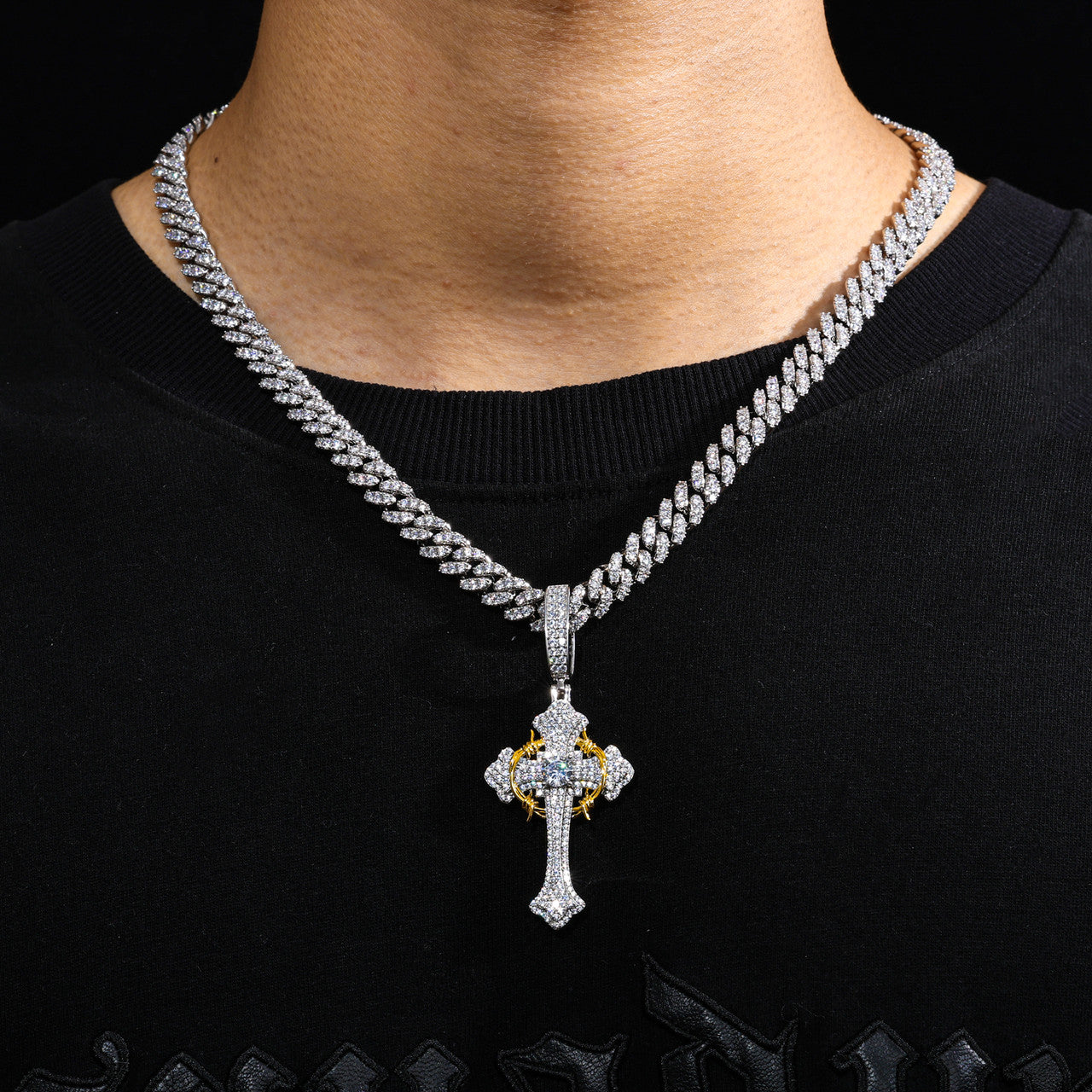 Thorns | Moissanite Diamond 925 Sterling Silver Hip Hop Cross Pendant Necklace