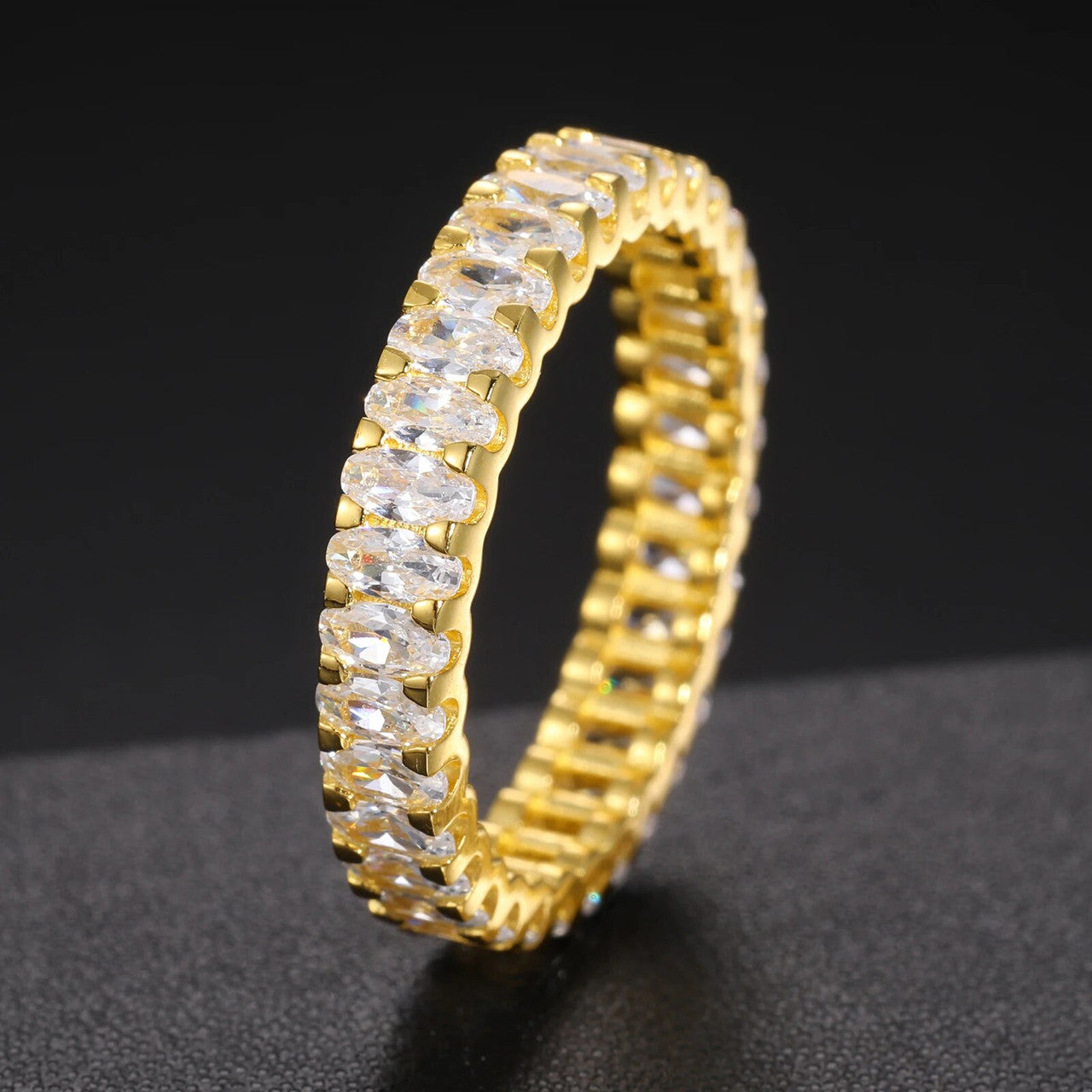 Mens Beautiful Prong Set Genuine VVS Diamond Band Style Solid Silver Hip Hop Rings