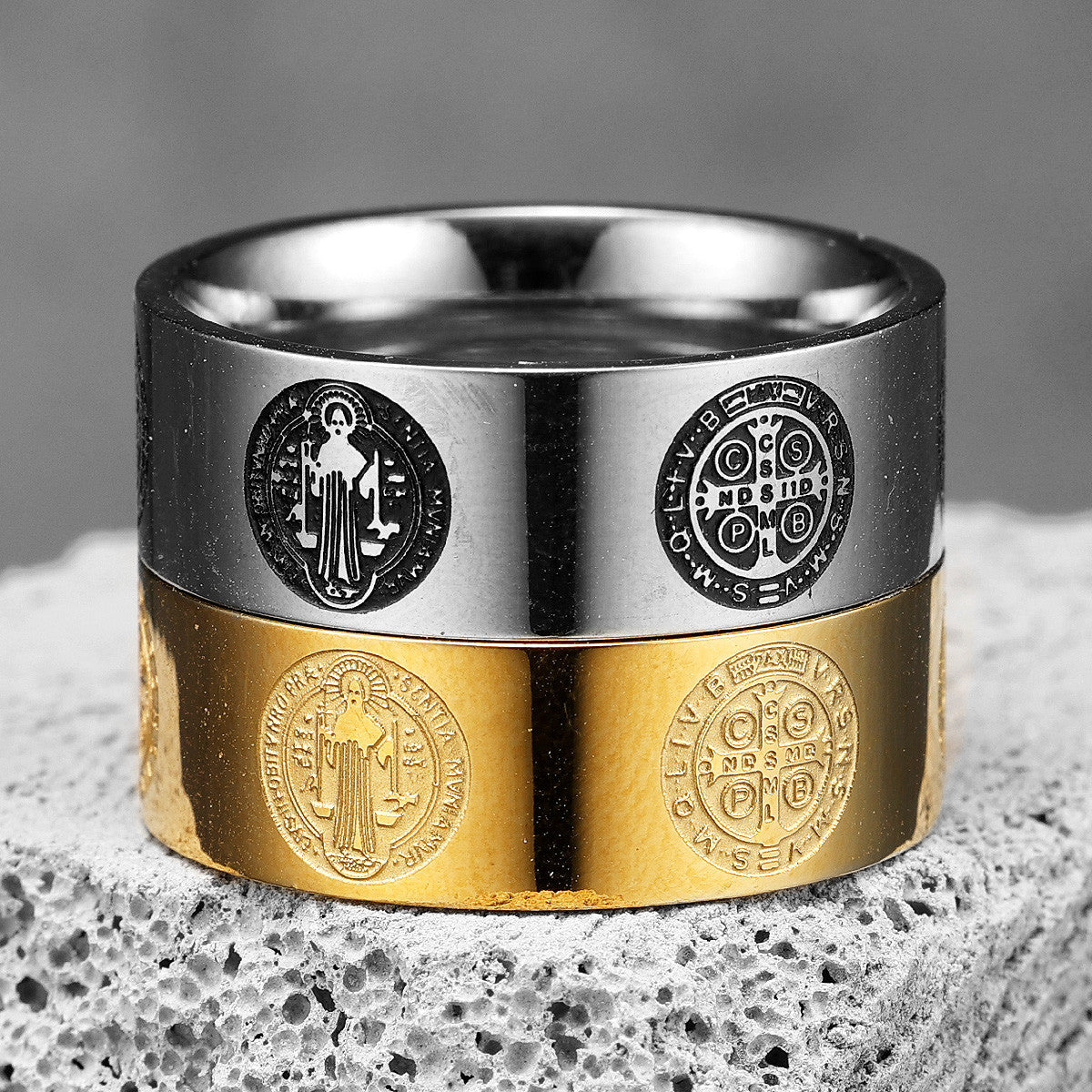 Devils Come Out | 316L No Fade Stainless Steel Saint Benedict Exorcism Cross Ring