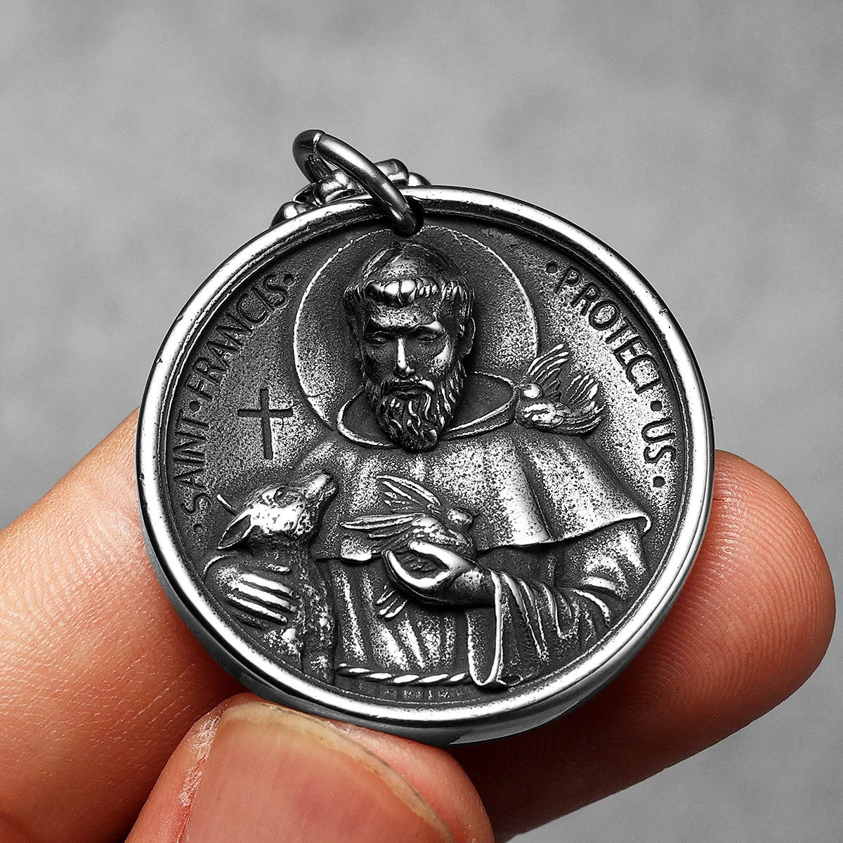 St.Francis  | No Fade Stainless Steel Circle Cross Of Protection Pendant