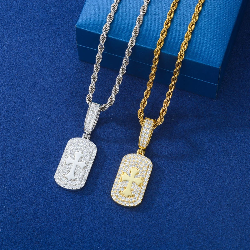 Self Certified | Moissanite Diamond Iced Bling 925 Silver Cross Pendant Necklace