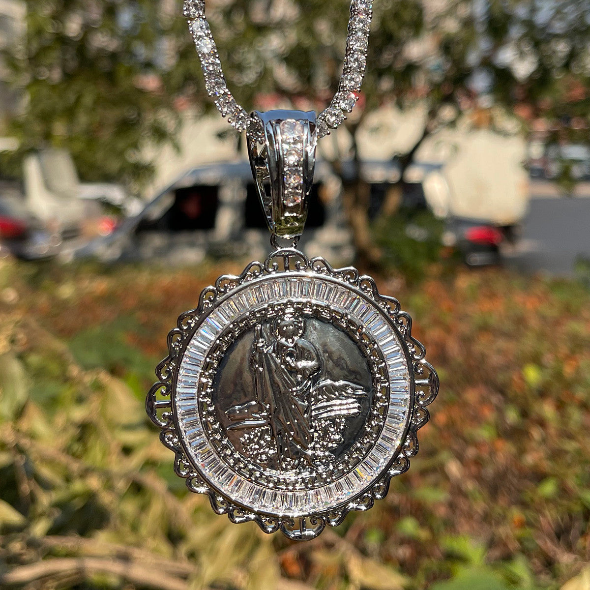 Jesus The Shepard Sacred Majesty Baguette 24k Gold Pendant