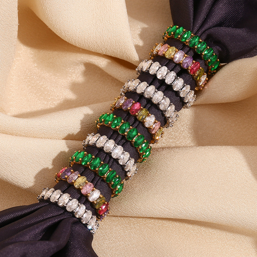 18k Gold Waterproof CZ Stainless Steel Wedding Party Oval Shape Zircon Rings