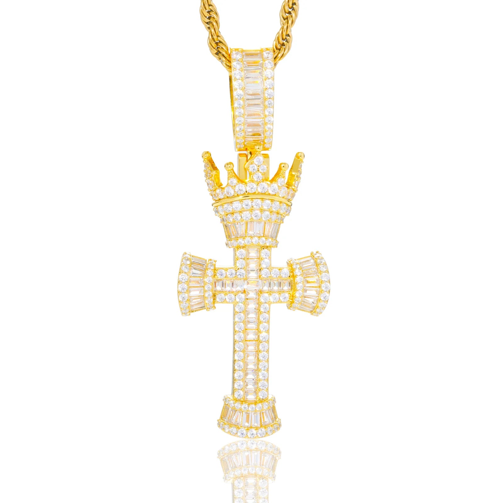Crown Of Kings | Solid 925 Sterling Silver D VVS1 Moissanite Crown Of Kings Cross Pendant