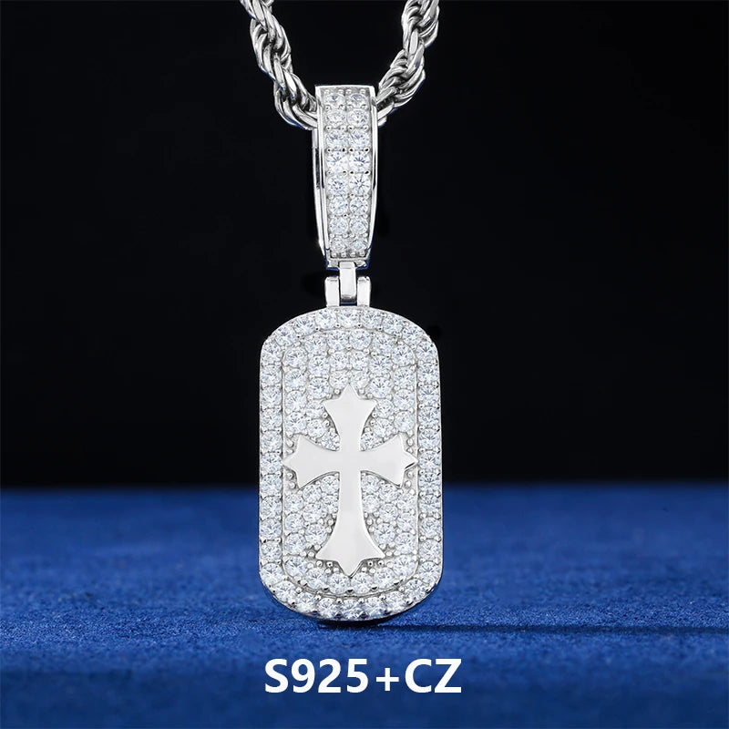Self Certified | Moissanite Diamond Iced Bling 925 Silver Cross Pendant Necklace