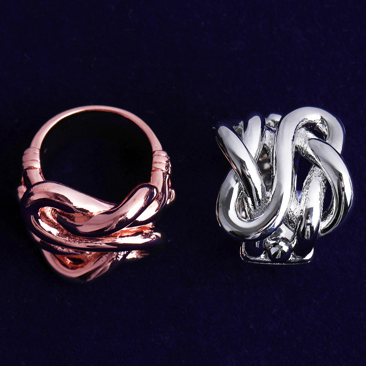 Tied Together | 24k Gold 925 Silver Rose Gold Intertwined Street Style Casual Rings