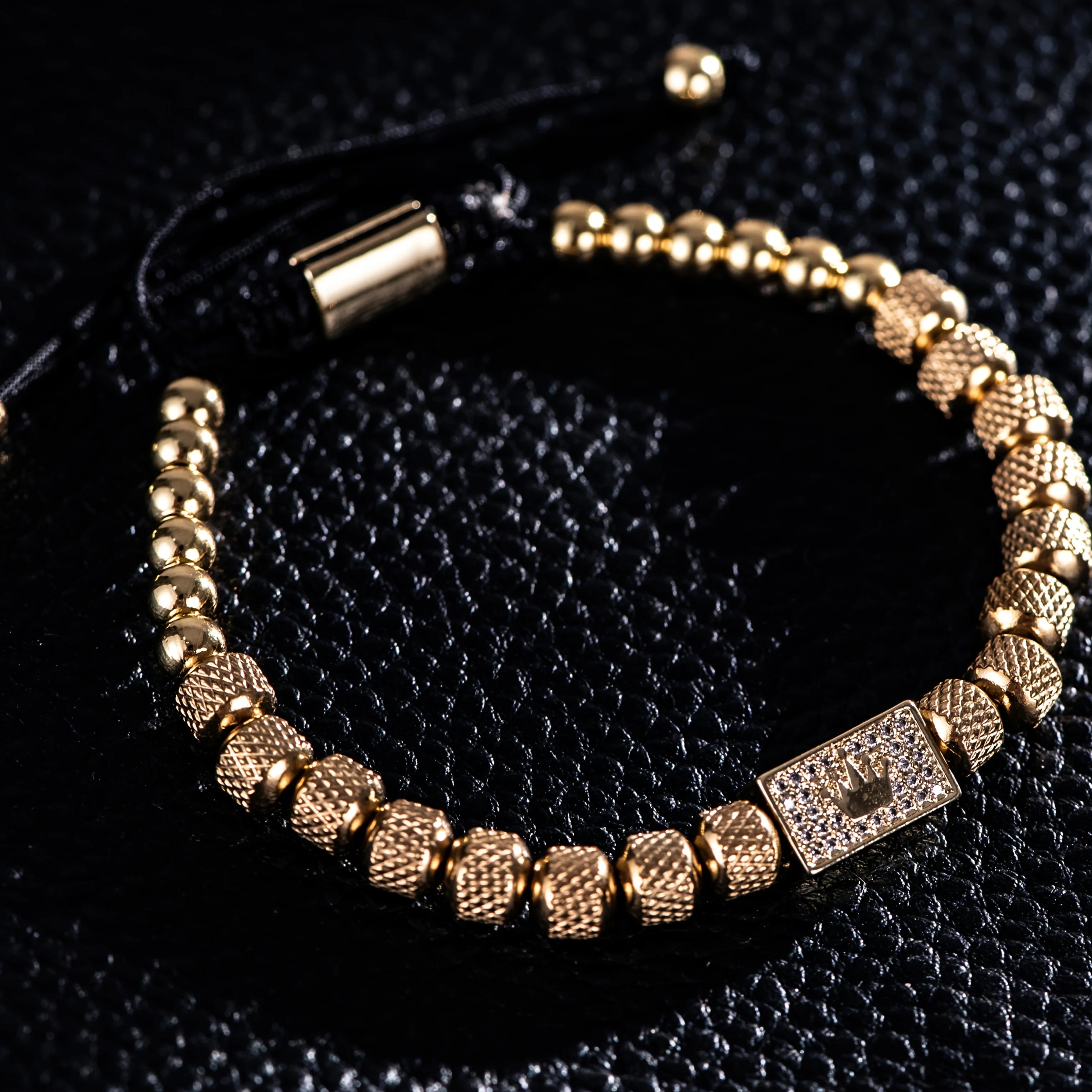 Throne | VVS Diamond CZ Micro-Set Luxury Stainless Steel 18k Gold Bead Bracelet