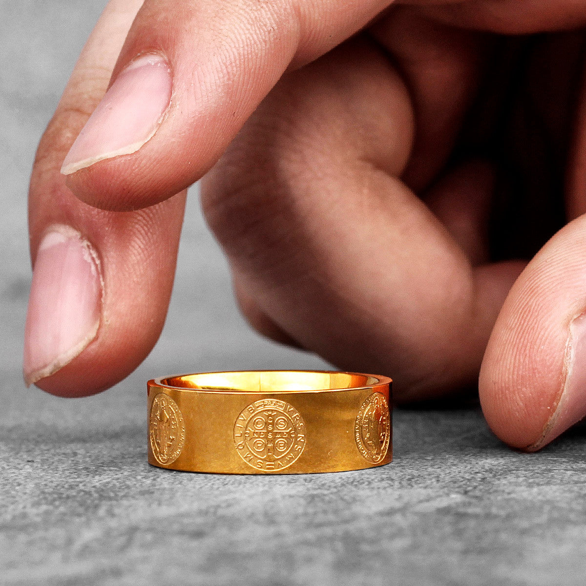 Devils Come Out | 316L No Fade Stainless Steel Saint Benedict Exorcism Cross Ring