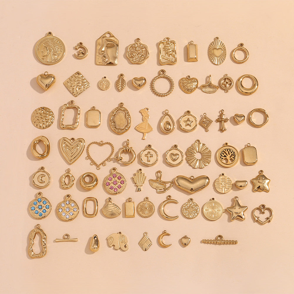 Ladies DIY 18k Gold Over No Fade Solid Stainless Steel Perforate 3D Buckle Pendants