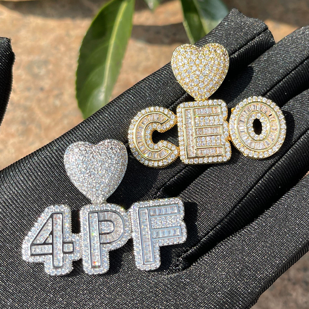 Heart Spark | Small Baguette Iced VVS Diamond CZ Custom Made Letter Neckalce
