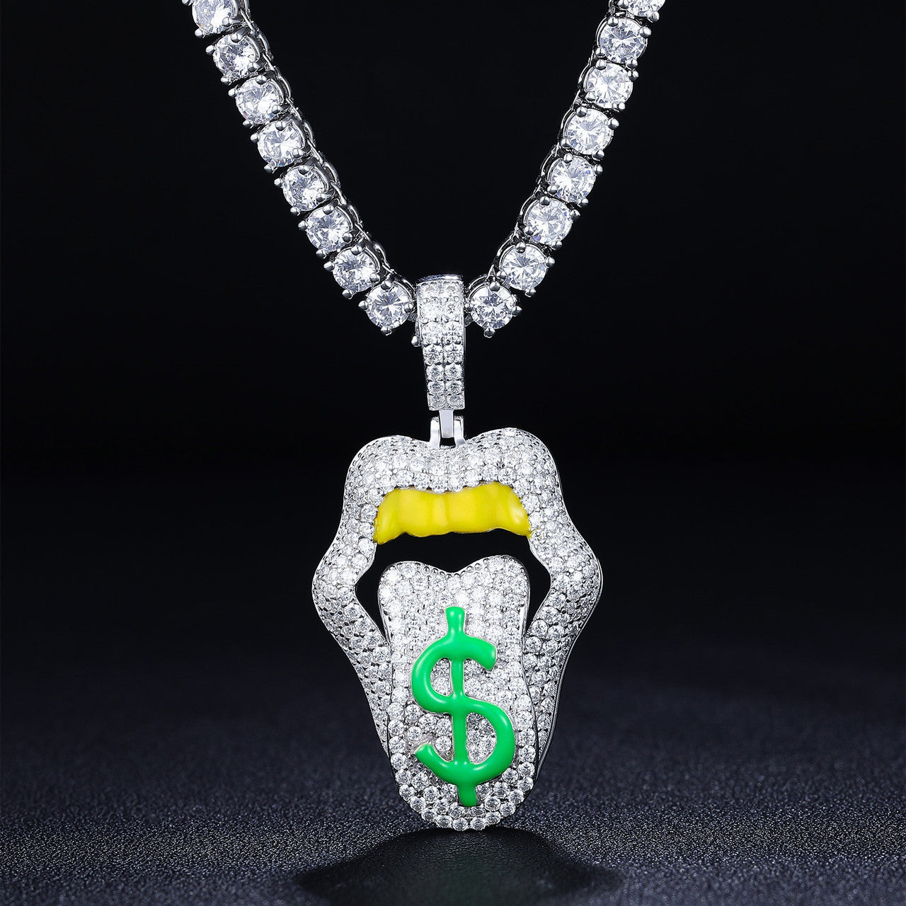 Genuine VVS Lab Diamond Money Making Sexy Mouth Grillz Drip 925 Solid Silver Hip Hop Chain