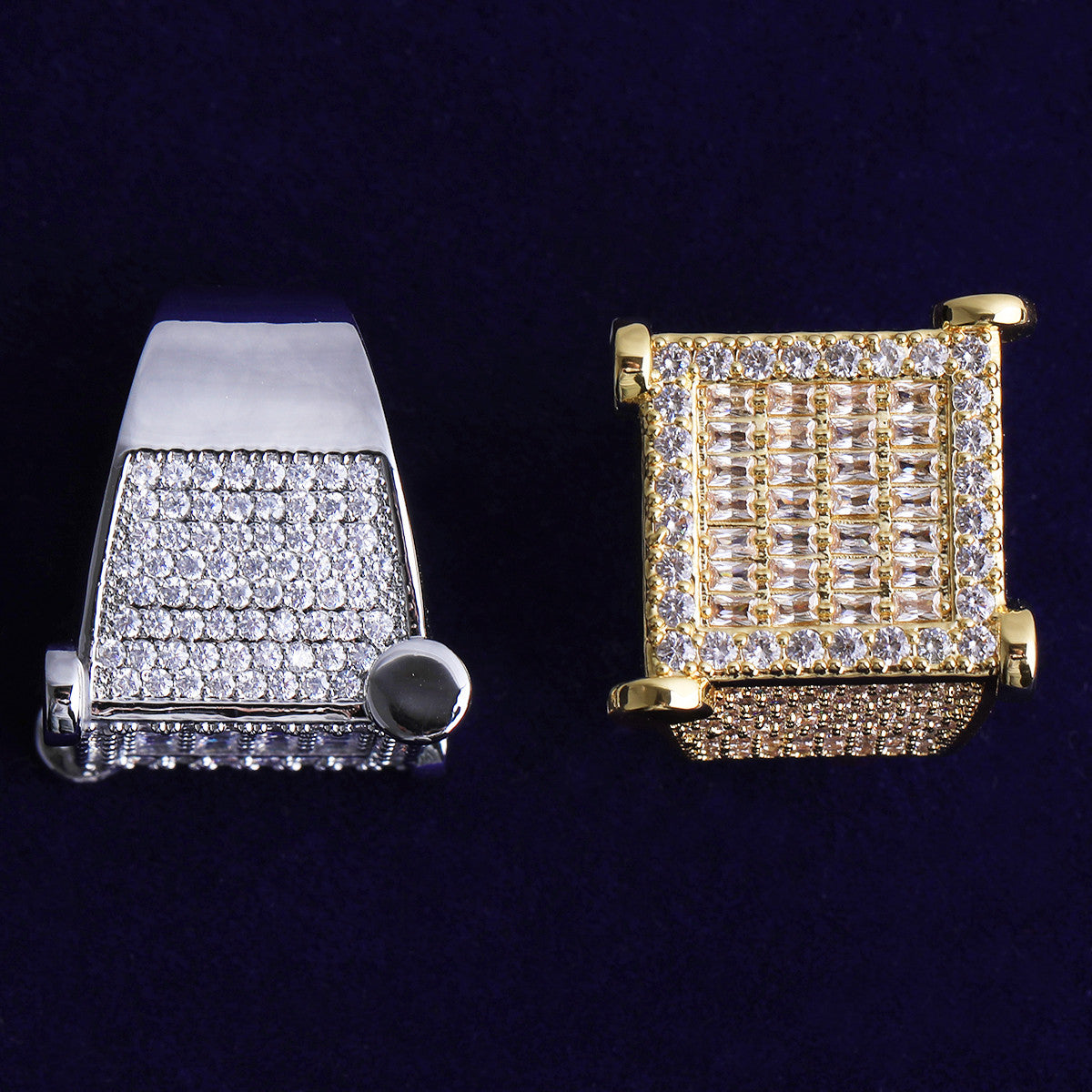 Locked In | VVS Diamond CZ Nailed Squared 24k 925 Silver Rose Gold Hip Hop Rings