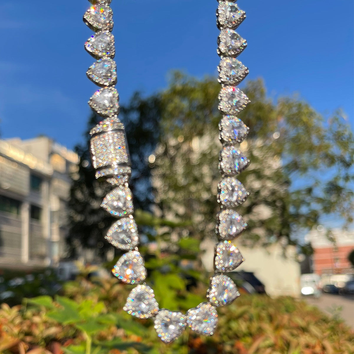 Gold Silver Rose Ladies Glossy Girl Clustered Heart Tennis Choker Chain Necklace