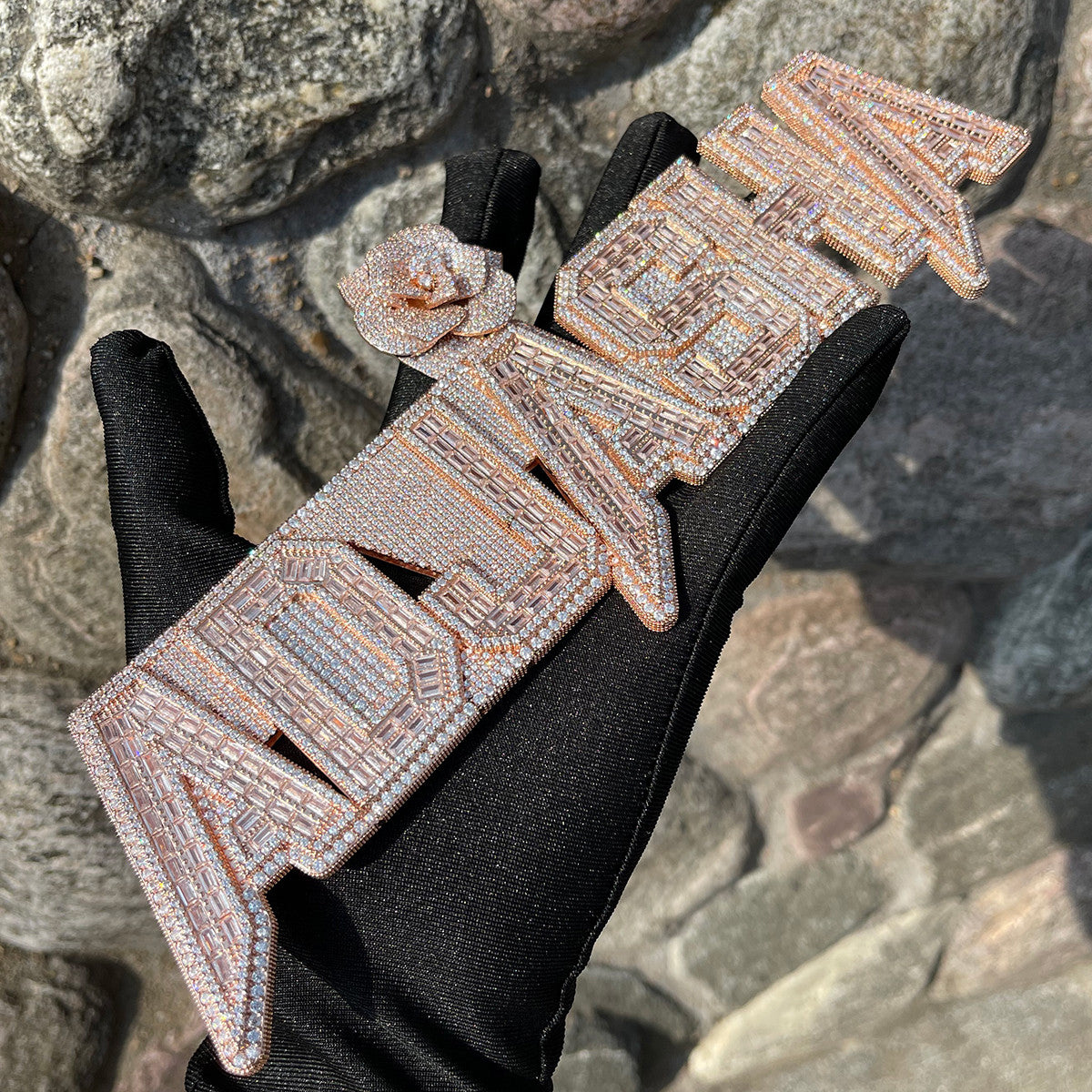 Sweet Heat | Rose Bail Personalized Iced 4 Prong Set VVS Diamond Custom Necklace