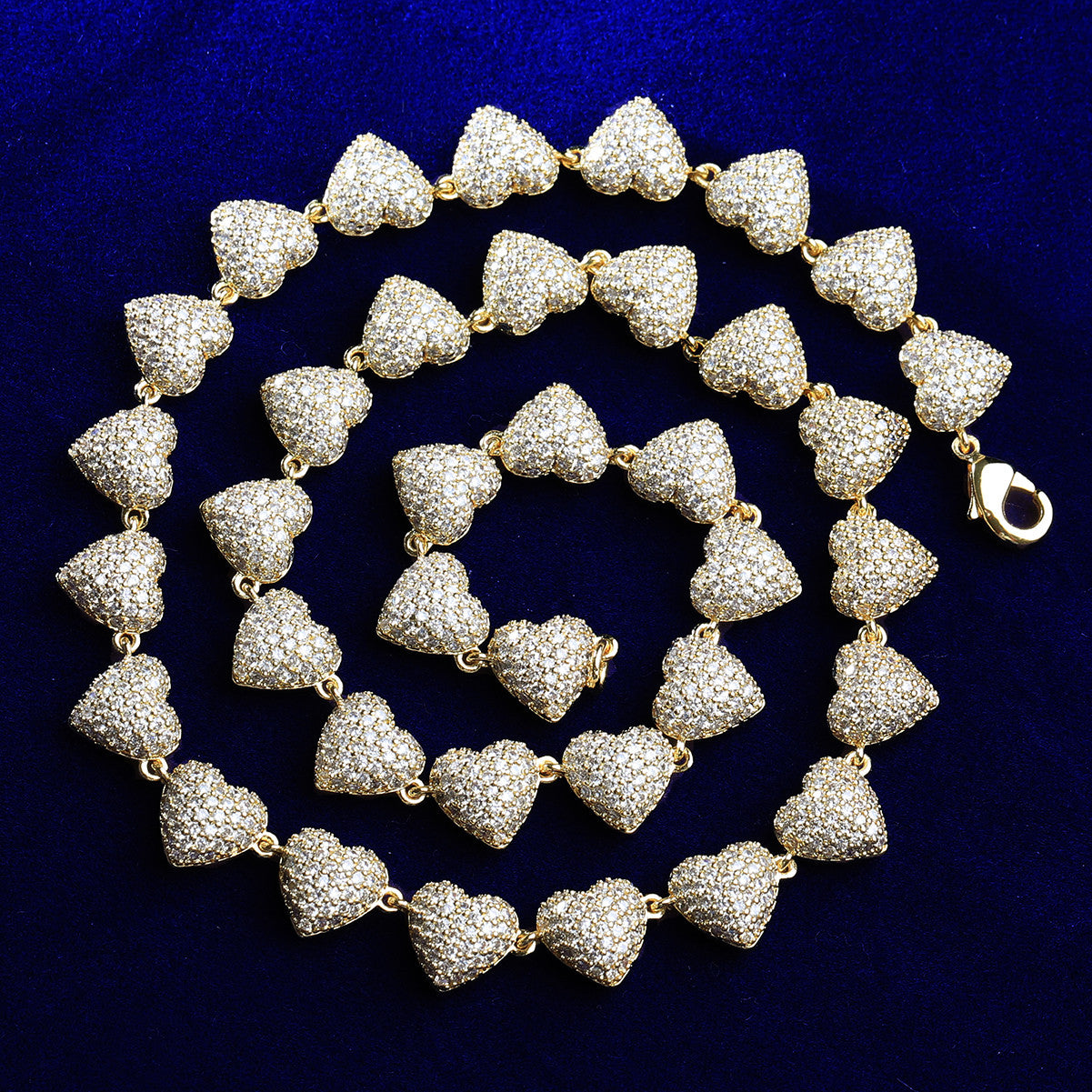 Heart of Gold | Ladies 24k Gold 925 Silver Heart Link VVS Diamond CZ Necklace