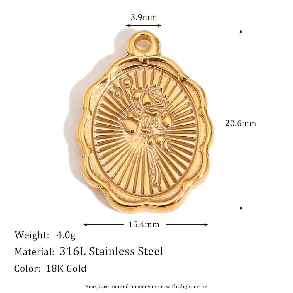 18k Gold Waterproof DIY Retro Style Moon Star Agate Stone Heart Pendant Necklace Bracelet