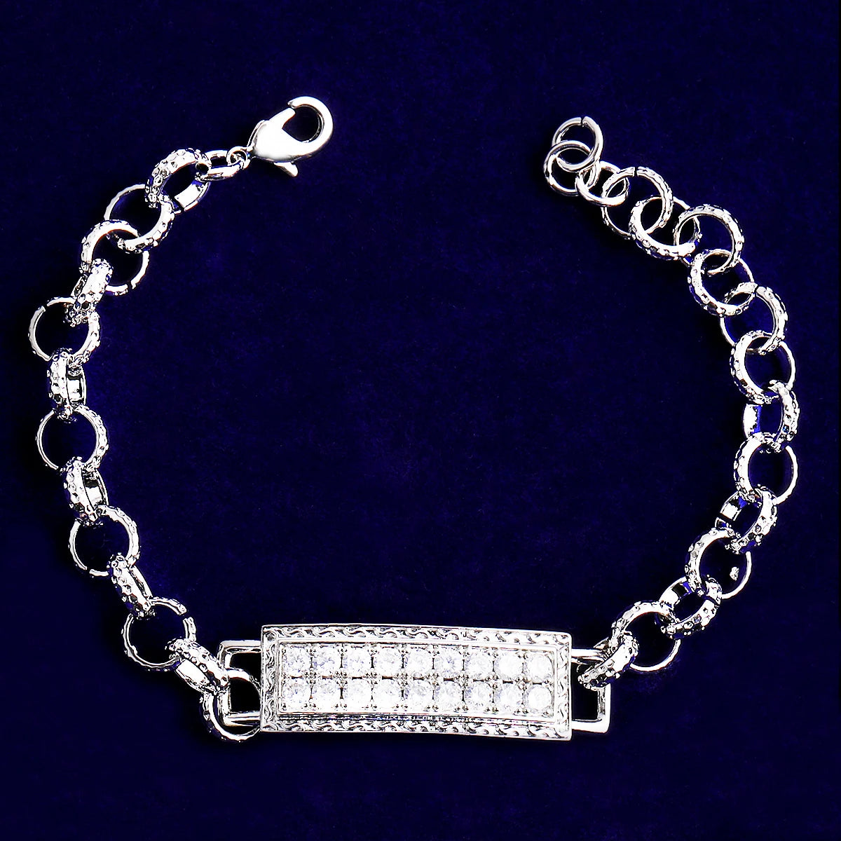 Iced Tag | VVS Diamond CZ Rolo Link Iced Blinged Out Tag Hip Hop Bracelet