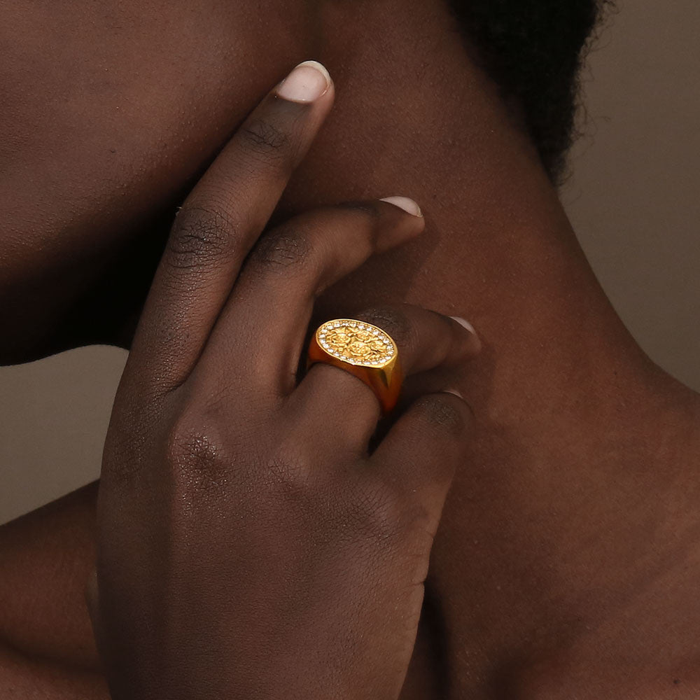 Ladies 18k Gold No Fade Stainless Steel Vintage Small Flower Waterproof Rings