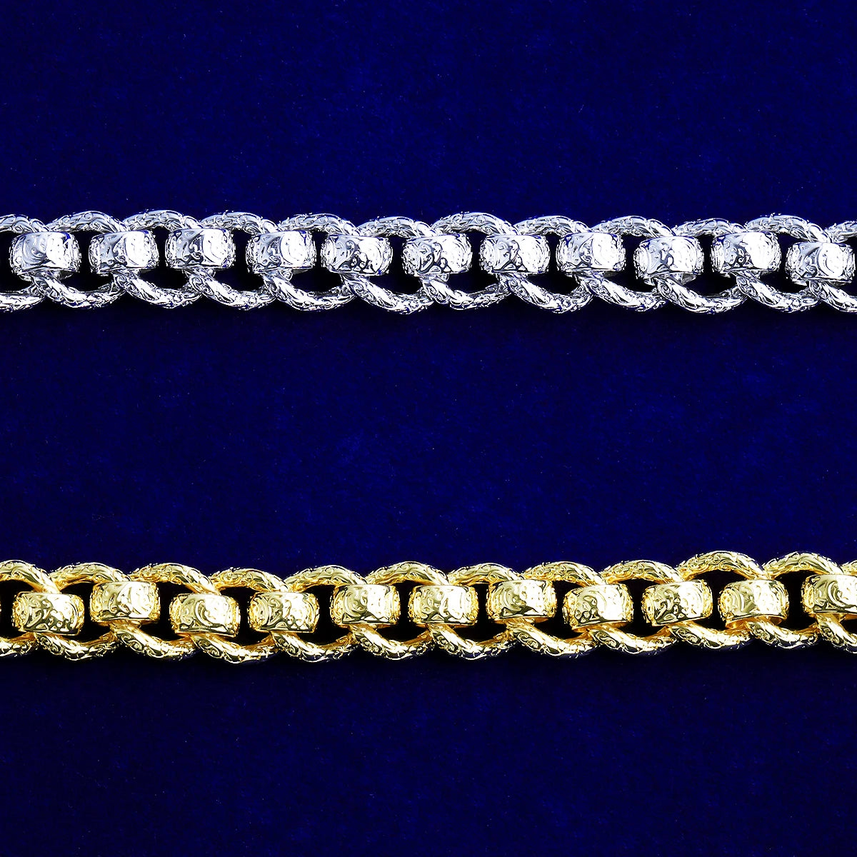Ring Roller | Detailed Carved 20MM Ring Roller Rolo Link Belcher Clasp Hip Hop Bracelet