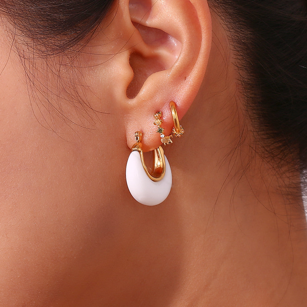 316L Silver Stainless Steel 18k Gold Tarnish Free Multiple Colors Acrylic Hoop Earrings