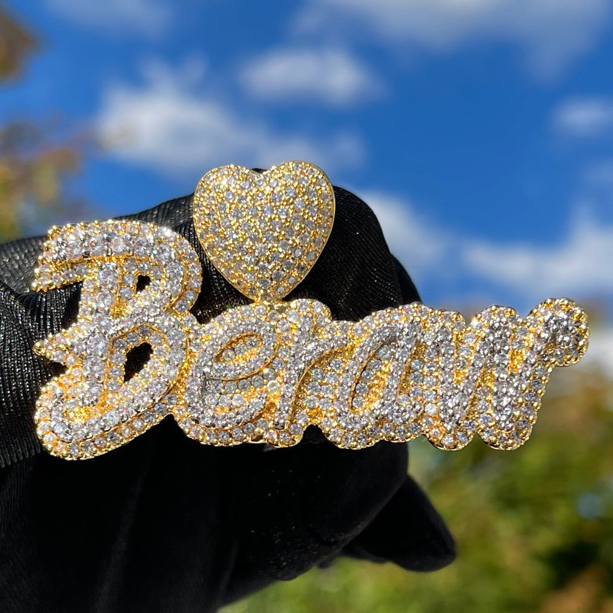 Majestic Heart | Cluster Stone VVS Diamond Ice Custom Made Name Necklace