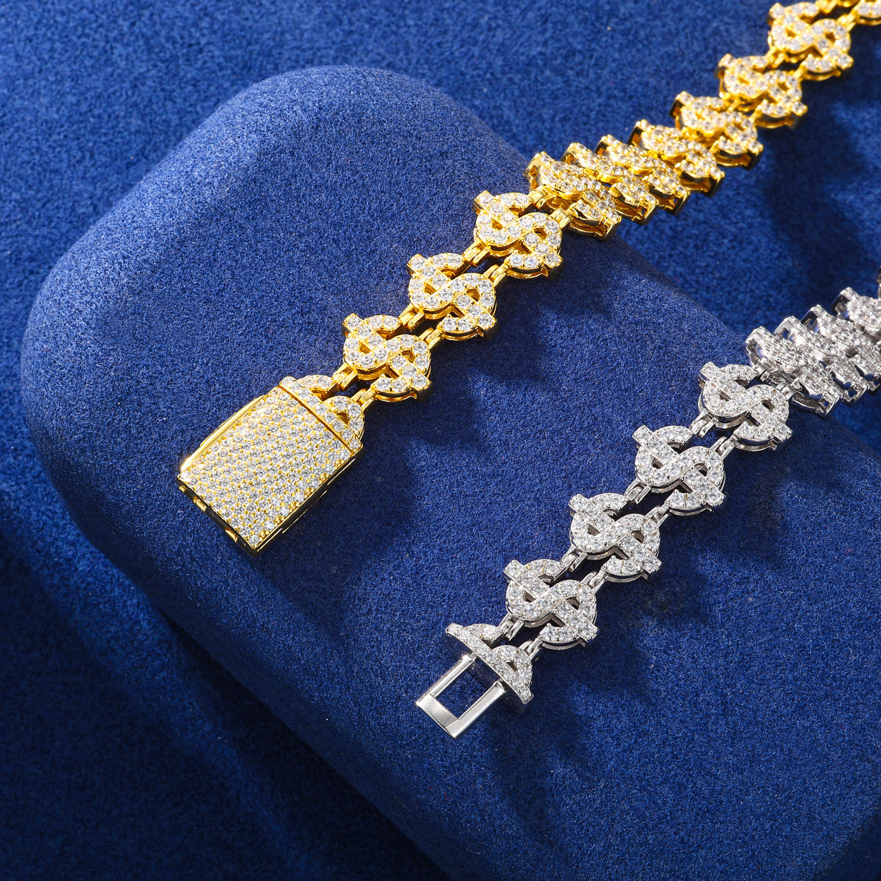 Boss Business | 925 sterling Silver D VVS1 Moissanite Diamond Dollar Sign Hip Hop Bracelet