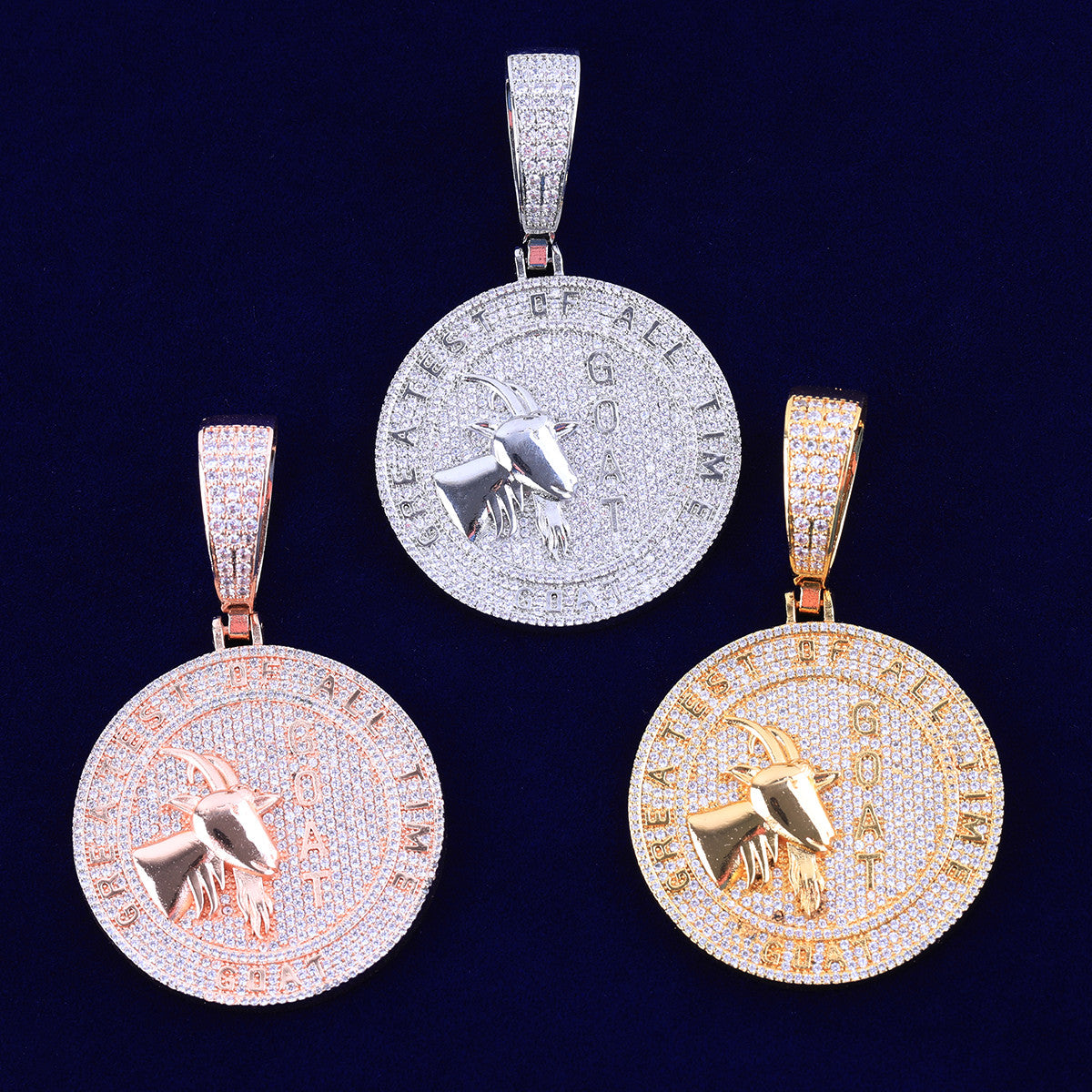 The Goat Greatest Of All Time VVS CZ Diamonds Hip Hop Pendant