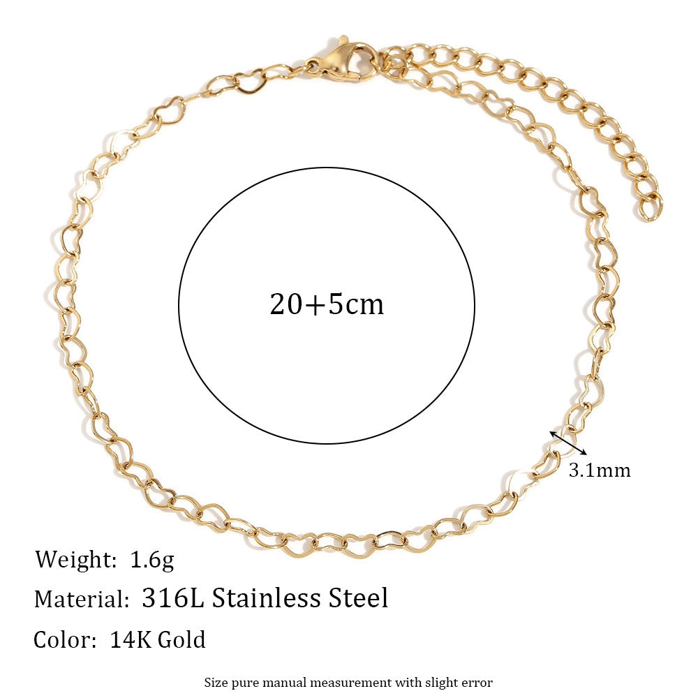 18k Gold Stainless Steel Waterproof Paper Clip Knot Bowtie Link Chain Anklet Ankle Bracelets