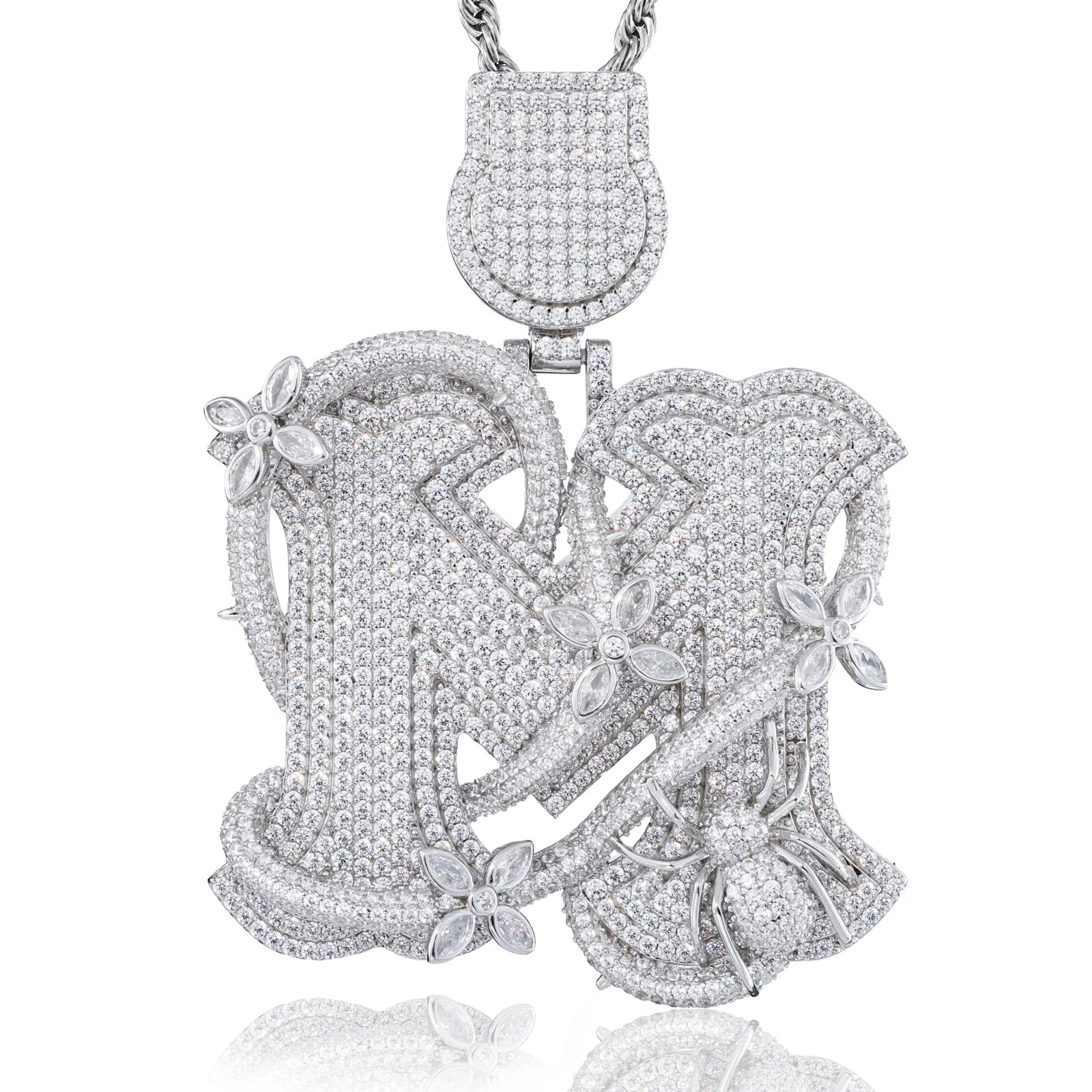 Gothic Ice | Iced Blinged Out VVS 925 Silver Moissanite Diamond Letter M Pendant
