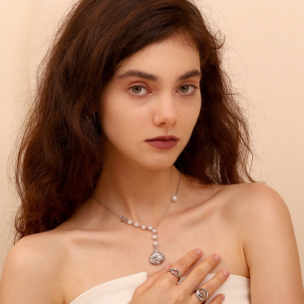 18k Gold Silver Stainless Steel Waterproof Seashells Starfish Pendants Necklace